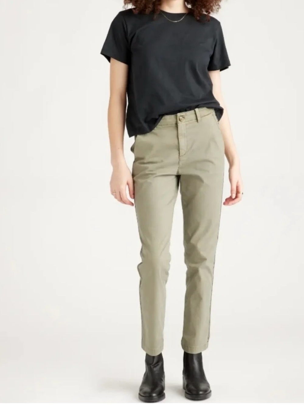 Quince Stretch Cotton Twill Girlfriend Chino Pant 31 Olive Green Neutral Granola